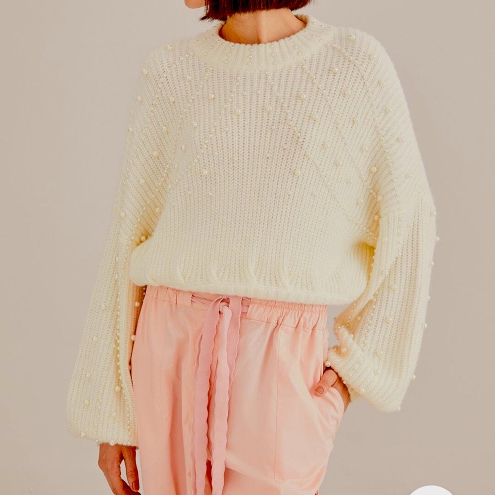 NWT Farm Rio pearl Embroidered Bubble sweater